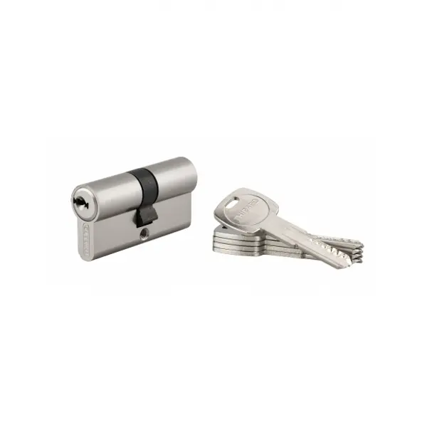 Cylindre de serrure à double entrée Trafic 6, 30x30mm, nickel, anti-arrachement, anti-perçage, 5 clés - THIRARD