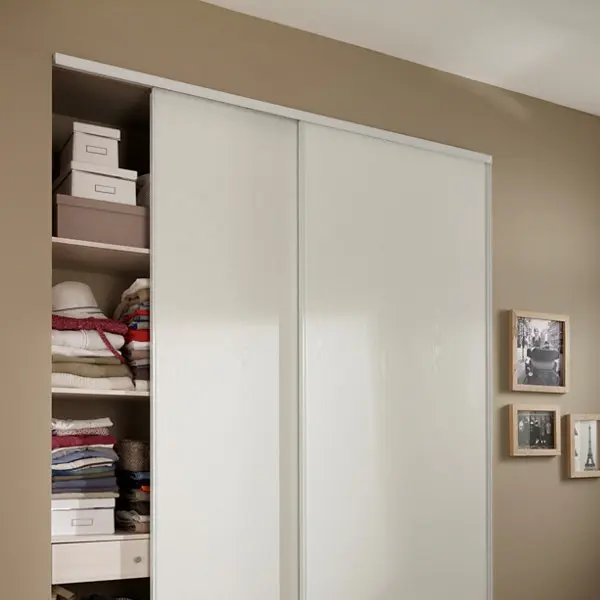 Lot de 2 portes de placard coulissantes décor blanc H. 250 x L. 180 cm