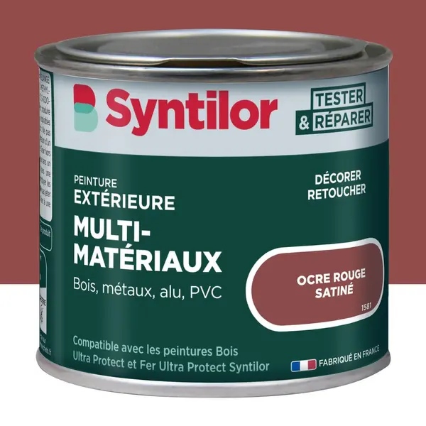Peinture exterieure bois, aluminium, pvc . SYNTILOR ocre rouge satine 125ml - SYNTILOR