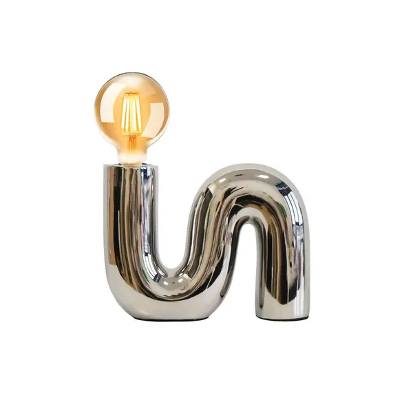 Lampe Pop S, céramique, chromé E27 H20cm - LX FRANCE