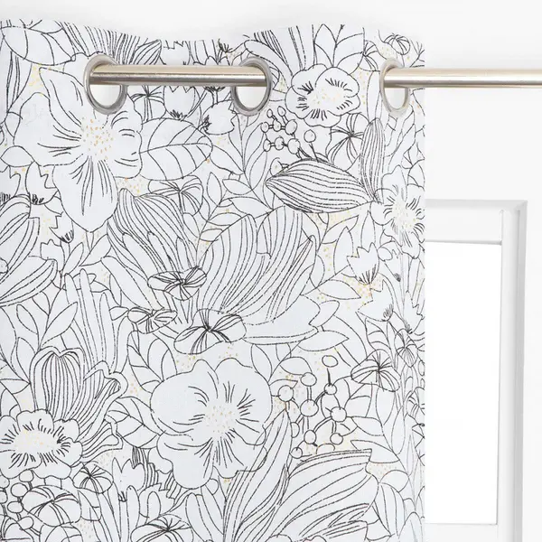 Rideau tamisant, Lizon blanc noir l.135 x H.240 cm - JBY CREATION