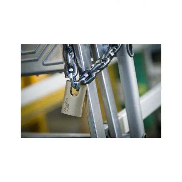 Cadenas à clé Fédéral Lock 520-P, laiton, chantier, anse protégée acier, 50mm, 2 clés - THIRARD