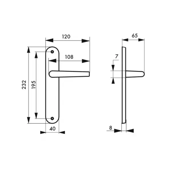 Ensemble de poignées pour porte intérieure Selene sans trou, carré 7mm, entr'axes 195mm, nickelé satiné - THIRARD