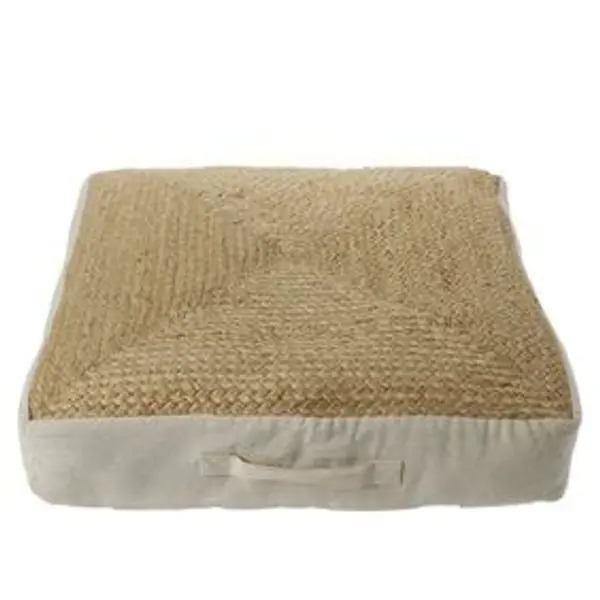 Coussin de sol carré jute 50x50cm beige