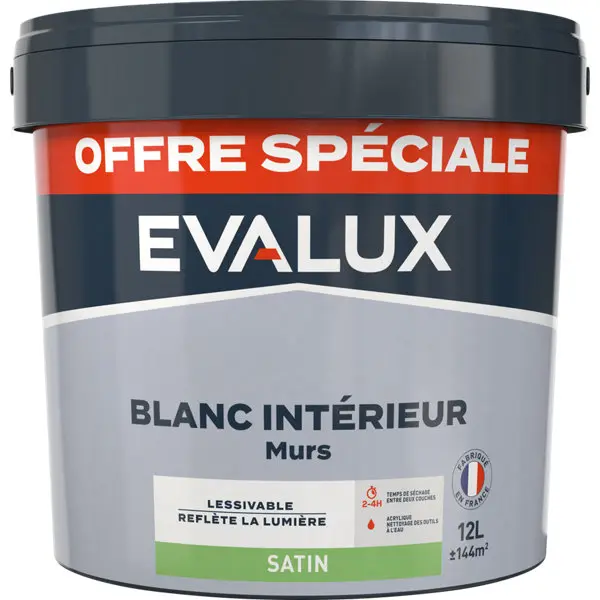 Peinture intérieure blanche satin murs 12 L