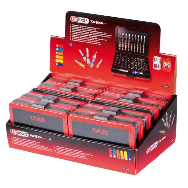 Présentoir de 10 jeux d'embouts de vissage à code couleur TORSIONpower® 1/4''