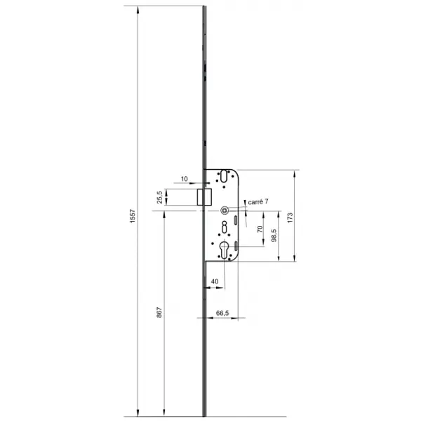 Boitier de serrure encastrable Decena à cylindre pour porte bois, ajustable, axe 40mm, 2pts, G-18294-00-0-1 - FERCO by THIRARD