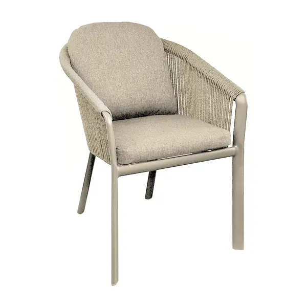Fauteuil repas - BELLADONE - Crème naturel - Aluminium époxy et rope - PROLOISIRS