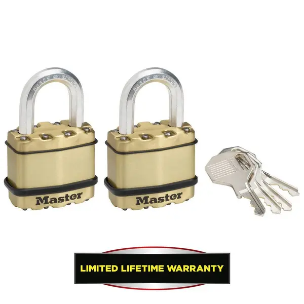 Lot de 2 cadenas à clé en acier laminé, MASTER LOCK, l.45 mm - MASTER LOCK