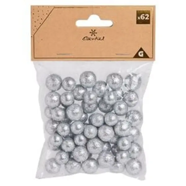 Bille décorative polystyrène pailletée Ø1,5cm x62 - 3 modèles