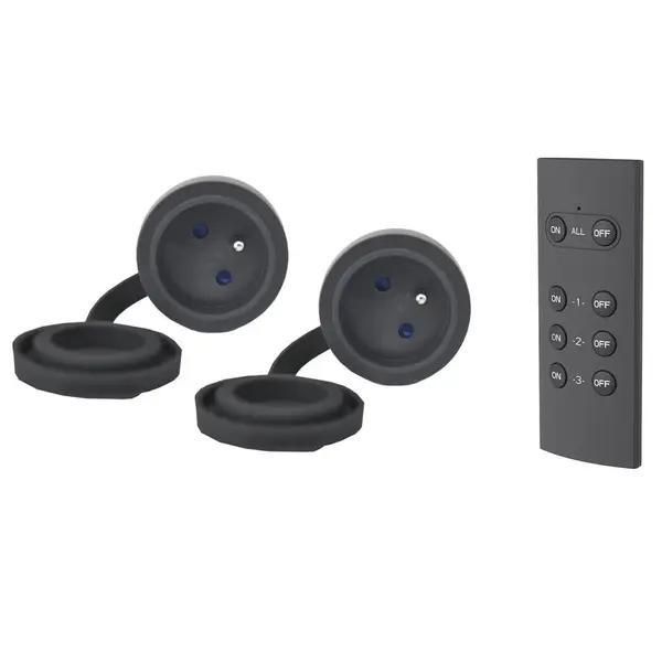 Pack de 2 prises télécommandées pour utilisation extérieure + télécommande - Gao