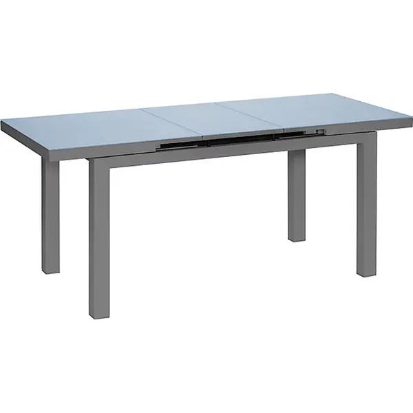 Table de jardin extensible - Ibiza - aluminium anthracite - plateau verre texturé fumé - 8 à 10 personnes - Jardiline