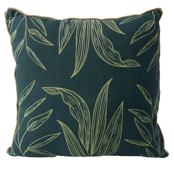 Coussin déco feuille 45x45cm vert