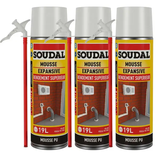 Lot de 3 mousses expansives intérieur et extérieur 500 ml