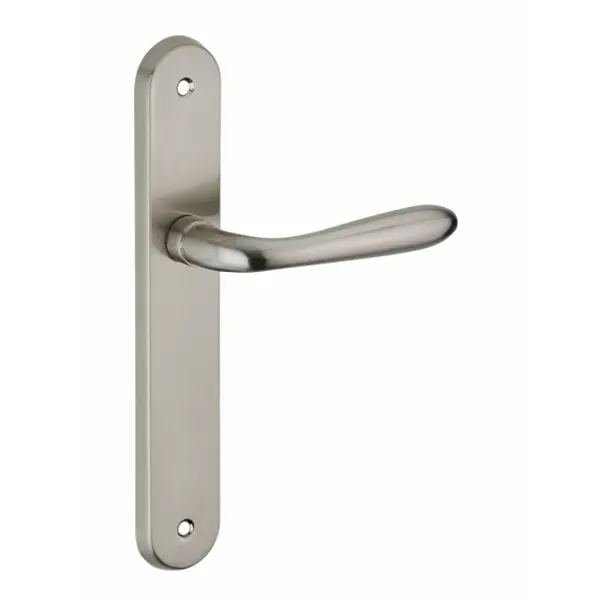 Ensemble de poignées pour porte intérieure Athena sans trou, carré 7mm, entr'axes 195mm, nickelé brossé - THIRARD