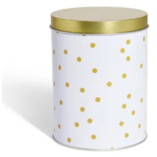 Boîte à biscuits ronde métal blanc doré Ø10,5H14cm