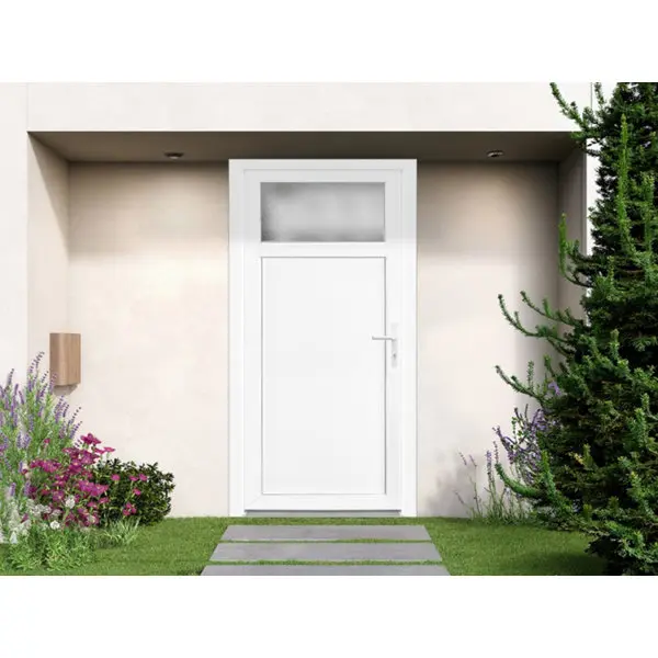 Porte de service PVC 1/4 vitrée 205x80 cm gauche blanc