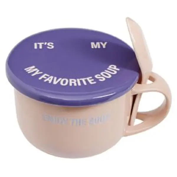Bol soupe jumbo 62cl et cuillère porcelaine fun