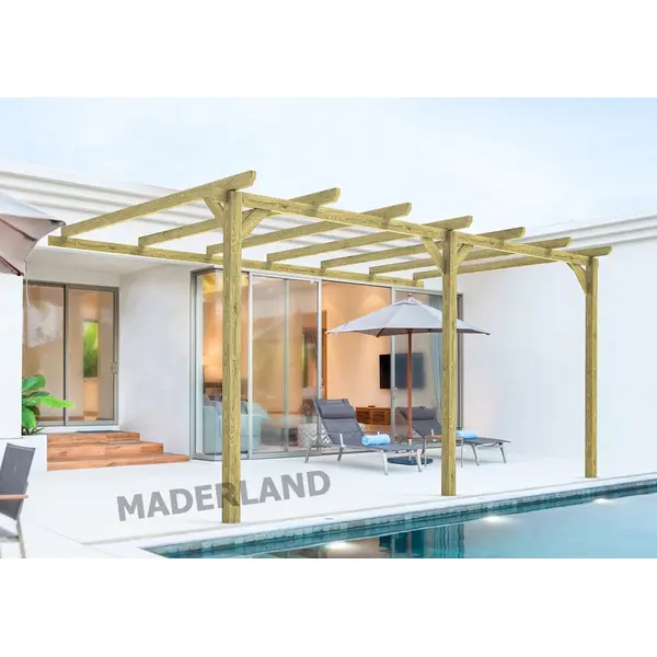 Pergola en bois adossée - modèle OVIEDO - 420 x 420 cm - Maderland