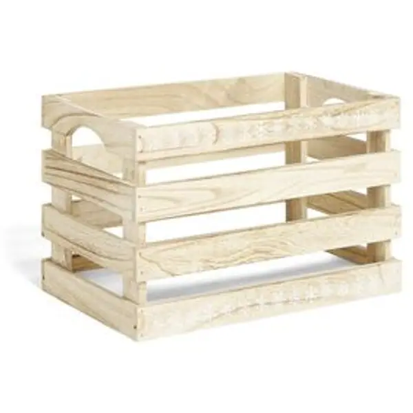 Cagette en bois motif flocon blanc 28x18xH18cm