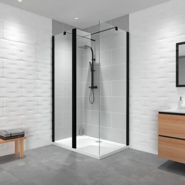 Espace douche Walk-In noir mat 80 x 120 cm