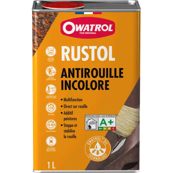 Protection antirouille extérieur / intérieur Rustol OWATROL, incolore, 1 l - OWATROL