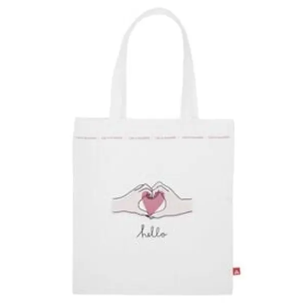 Coffret mug 330ml et tote bag coeur blanc et rose