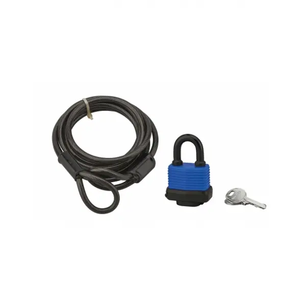 Câble Twisty acier 6mmx1.8m avec cadenas 40mm, vélo, abris de jardi 2 clés, noir - THIRARD