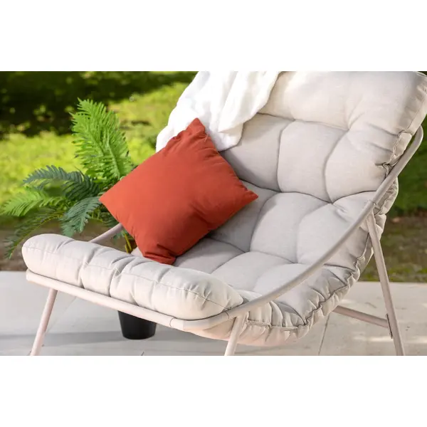 Fauteuil de détente - Bahamas - acier et résine époxy - coussin polyester beige grège - 78 x 86 x 83 cm - Jardiline