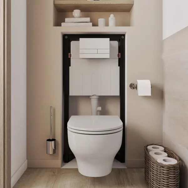 Pack WC suspendu universel Calicia - réservoir mécanique 3/4,5L - Cuvette sans rebord et chasse d'eau vortex