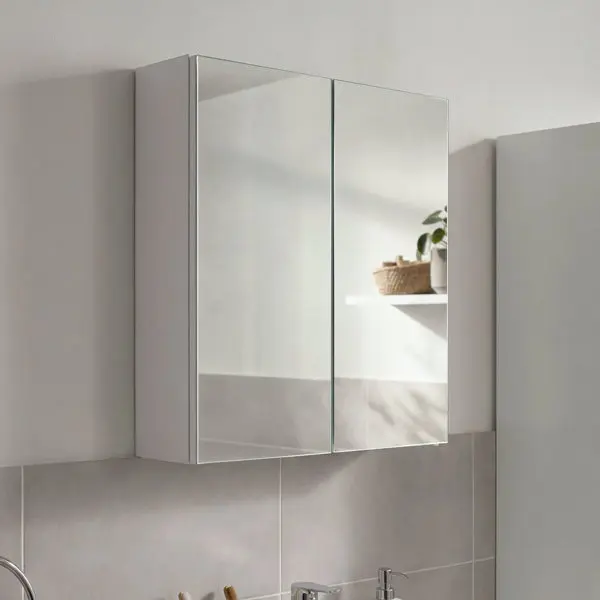 Armoire de toilette miroir 2 portes fermeture amortie IDALIE 60 x 60 x 15 cm