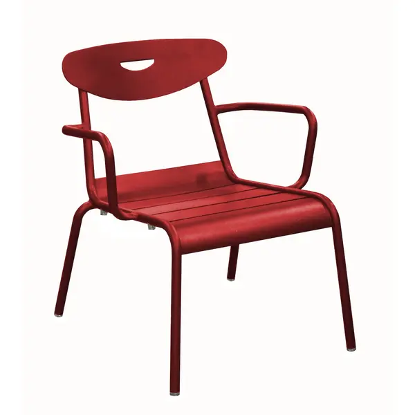 Fauteuil empilable en aluminium - SMILEY - Structure tube rond Ø 25 mm - Coloris rouge - PROLOISIRS