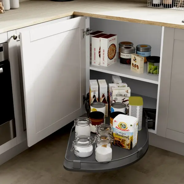 Rangement angle coulissant meuble bas anthracite amorti 120 cm