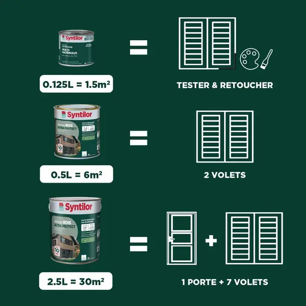 Peinture exterieure bois Ultra protect SYNTILOR vert basque satine 2.5l - SYNTILOR