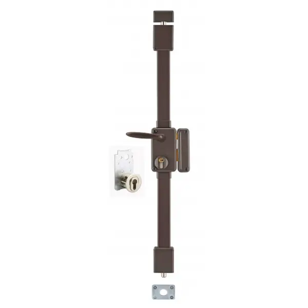 Serrure en applique Beluga A2P* à fouillot pour entrée, droite, 3pts, Transit2 30x65mm, axe 45mm, marron, 4 clés - THIRARD