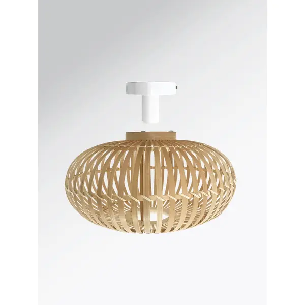 Plafonnier SDB Manille, nature, 1xE27 bambou D.38 cm, LUSSIOL - LUSSIOL