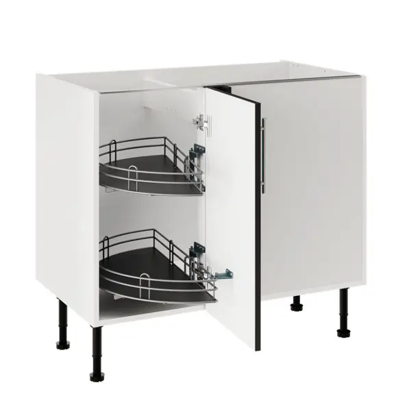 Meuble de rangement bas d'angle 100 cm demi-lune anthracite mat FLORIE