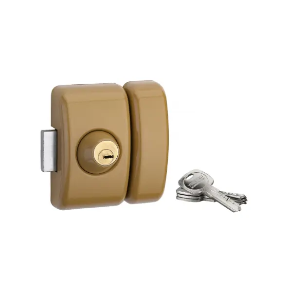 Verrou double entrée Universel pour porte d'entrée, cylindre 45mm, acier, 4 clés, epoxy bronze - THIRARD