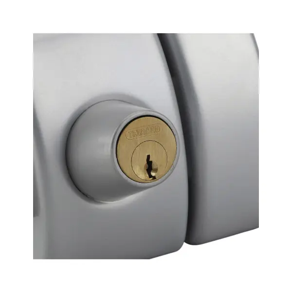 Verrou double entrée Design 5 pour porte d'entrée, cylindre 40mm, acier, 3 clés, argent - THIRARD
