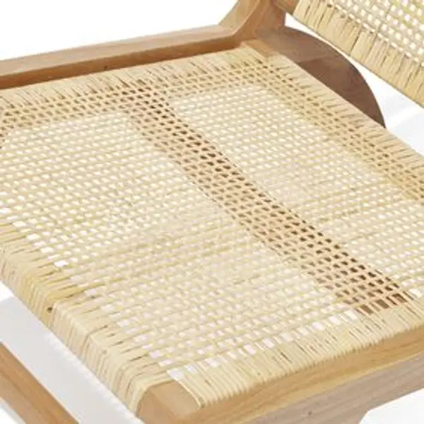 Fauteuil Nidam bois d'acajou et rotin naturel L54xP77xH71 cm