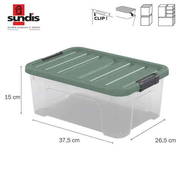 Boîte à clip WAVE BOX SUNDIS, 10L, L.37,5 x P.26,5 x H.15cm - SUNDIS