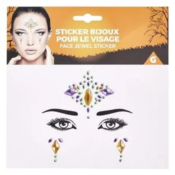 Bijoux visage autocollants Halloween (plusieurs modèles)