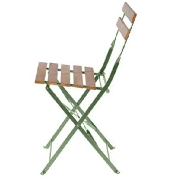 Chaise de jardin pliante Bali métal vert et bois 39x47xH77 cm