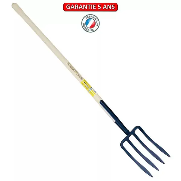 Fourche à bêcher à soie 4 dents spatulée manche pomme - PERRIN