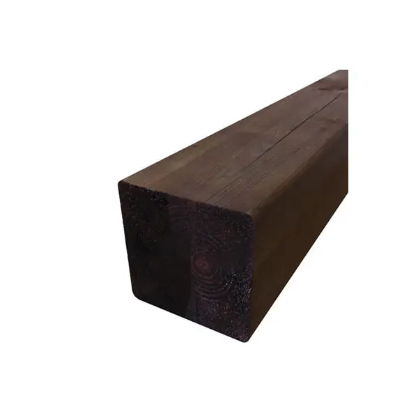 Poteau pin traité autoclave classe 4, teinté bronze - H. 2,40 m - Section 12 cm x 12 cm