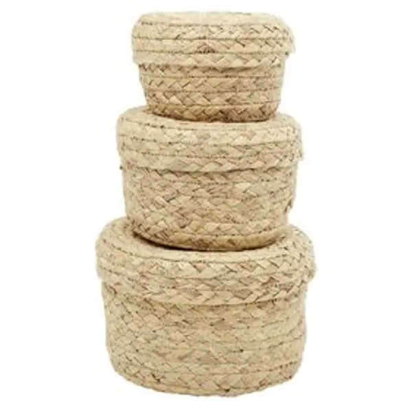 Panière ronde jonc tressé naturel x3