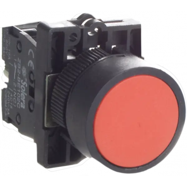 Bouton poussoir monostable rouge avec bloc de contact 1NF - étanche IP65
