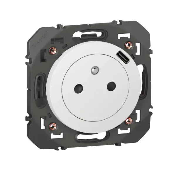 Prise 2P+T Surface avec USB Type-C Dooxie Livrée avec Support - Blanc - Legrand - 600341