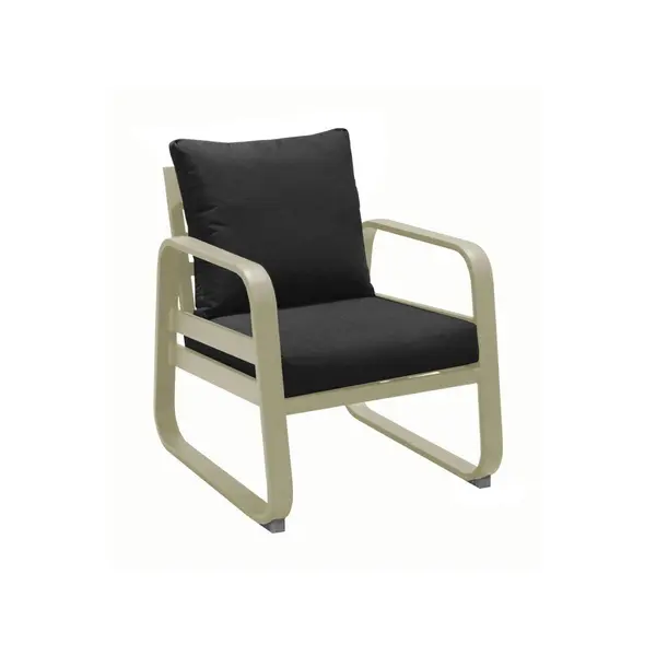 Fauteuil détente de jardin Tonio miel/gris - Aluminium - coussins acrylique - PROLOISIRS