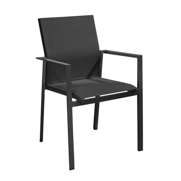 Fauteuil Delia Empilables Alu/Tpep - Graphite/Noir - PROLOISIRS